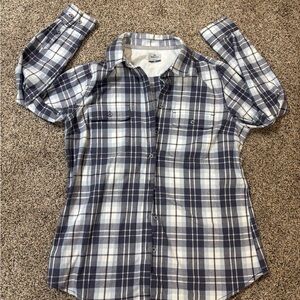 Ridgecut Toughwear women's blue & gray plaid flannel shirt in size medium